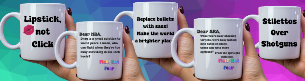 five mugs from the Flair, Not Fear collection